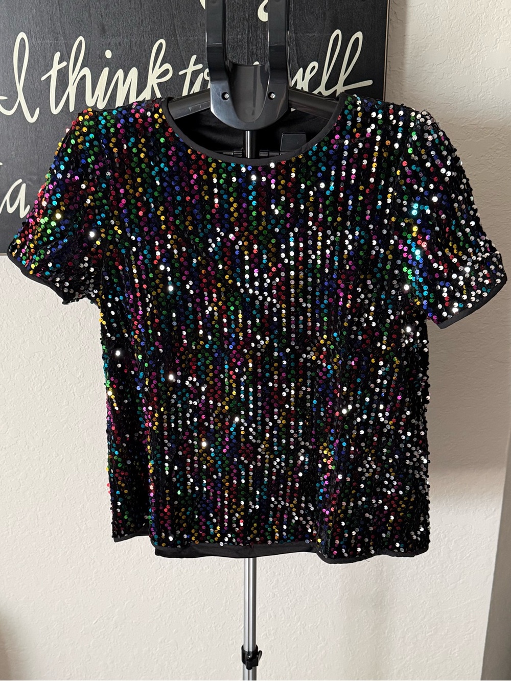 SHEIN Black Sequin Top NEW